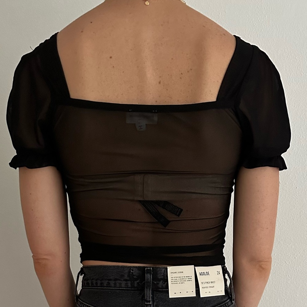 Never Worn - Superdown/Revolve Mesh Pesant Top Si… - image 2